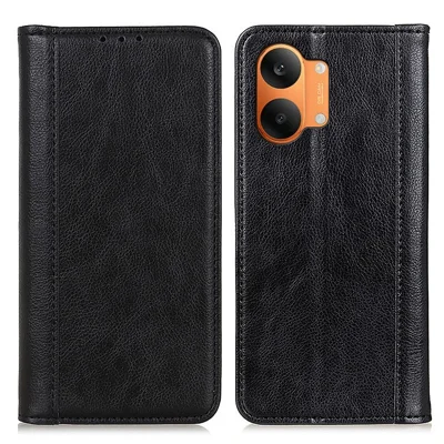Etui na telefon z uchwytem i portfelem z krokodylową fakturą skóry z włókniny, dla Xiaomi Poco X8 Pro Max 5G / Redmi Turbo 5 Max 5G - Czarny