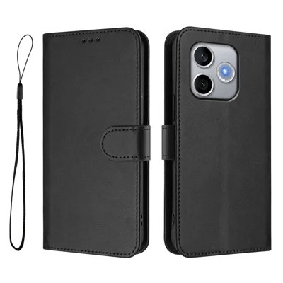 Capa Carteira para Honor 600 Lite 5G com Bloqueio RFID, Textura de Couro de Bezerro, Capa com Suporte e Alça - Preto