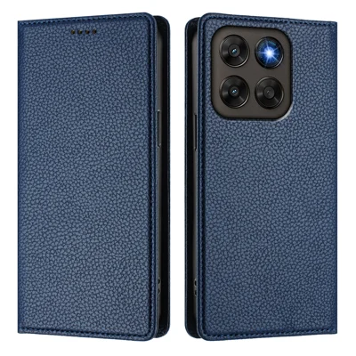 Wallet Case For Motorola Moto G87 5G / G77 5G / G67 5G RFID Blocking Litchi Texture Leather Mobile Cover - Dark Blue