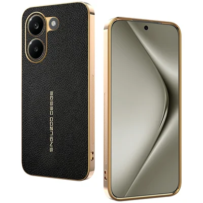 For Xiaomi Redmi Turbo 5 5G Case Anti Scratch Litchi Texture TPU Leather PU Phone Back Cover - Black