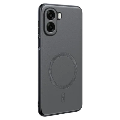 For Oppo A6x 4G  /  Oppo A6x 5G Magnetic Case Leather Coated TPU + PC Phone Cover - Grey