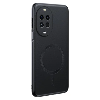 لـ Huawei nova 15 5G غطاء مغناطيسي جلد مطلي بـ TPU + غطاء هاتف من مادة البولي كربونات - أسود