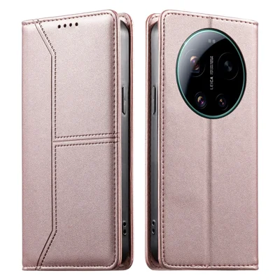 For Xiaomi 17 Ultra 5G Wallet Stand Case Line Splicing TPU PU Leather Phone Cover - Roze