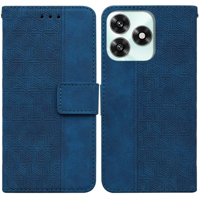 Custodia per Honor Play10A 4G / X5c Plus 4G / X5c 4G Motivo Geometrico Custodia Portafoglio in Pelle con Cinturino da Polso - Blu