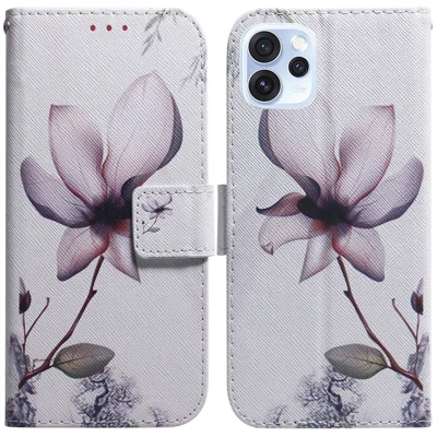 Wallet Case for Oppo Reno15 Pro 5G (Global)  /  Reno15 5G (China) Pattern Print Leather Phone Cover - Pink Flower