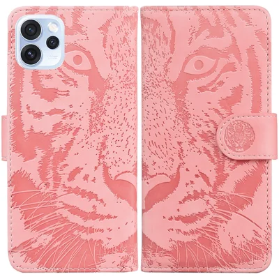 For Oppo Reno15 Pro Max 5G (Global)  /  Reno15 Pro 5G (China) Case Tiger Imprint Leather Wallet Phone Cover - Pink