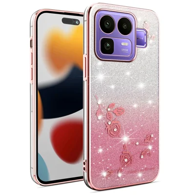 KADEM Für Realme Neo8 5G Hülle Blumen TPU Flexibler Gradienten Handy-Schutzhülle - Rosa