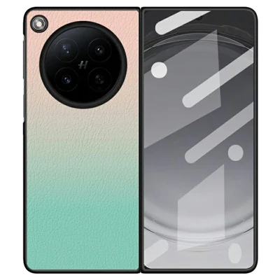 Чехол для Oppo Find N6 5G, градиентный деловой ударопрочный чехол из искусственной кожи PU с покрытием из поликарбоната, оранжевый / зеленый