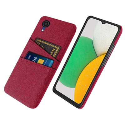 For Samsung Galaxy A23e Cloth Texture Dual Card Slots Phone Back Case Hard PC Drop-proof Cover - Red