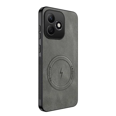 WANLONFENG For Honor 600 Lite 5G SD1 Series Magnetic Case Nappa Texture PC TPU Phone Cover - Grey