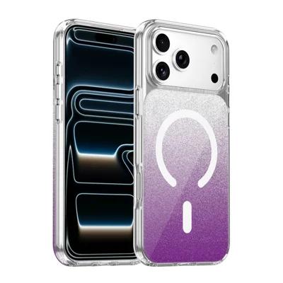 Funda magnética para iPhone 17 Pro compatible con MagSafe, funda con brillo espumoso TPU + acrílica - Morado