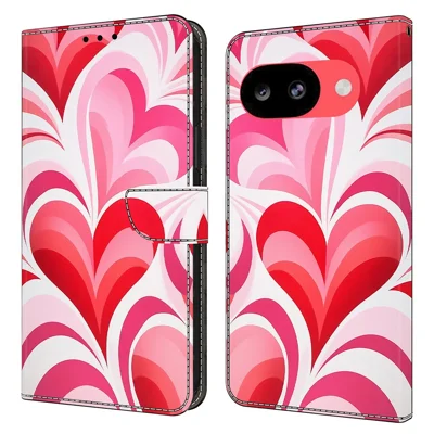 Wallet Case For Google Pixel 10a Stand Pattern Printing PU Leather Flip Phone Cover - Love