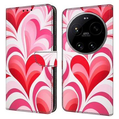 Wallet Case For Xiaomi 17 Ultra 5G Stand Pattern Printing PU Leather Flip Phone Cover - Love