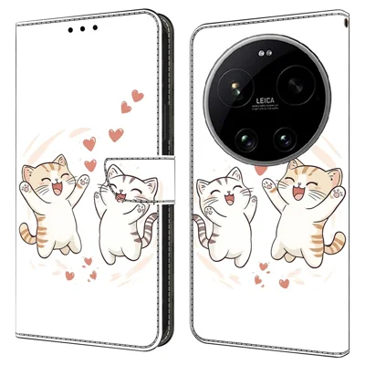 Чехол-кошелек с откидной крышкой из кожи с рисунком, подставка, для Xiaomi 17 Ultra 5G, Love Cats