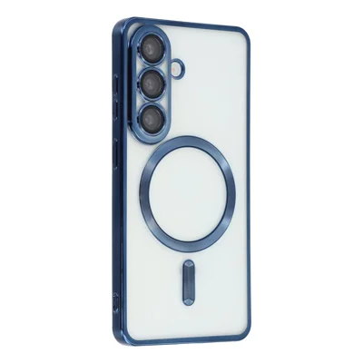 For Samsung Galaxy A25 5G (Global) (161mm) Magnetic Case Electroplated TPU Phone Cover with Lens Film - Blue