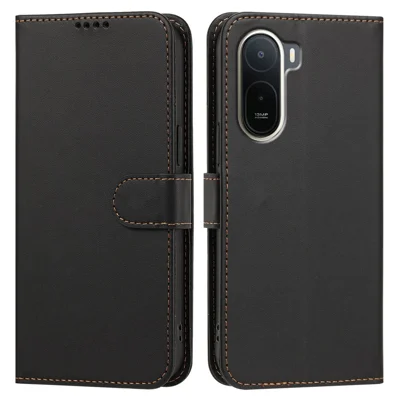 Custodia in Pelle per Xiaomi Redmi A7 Pro 4G, Custodia Portafoglio con Supporto, Colore Solido, Antiurto, di Colore Nero