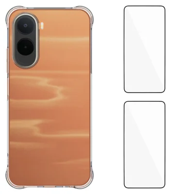 Für Xiaomi Redmi A7 Pro 4G / Xiaomi Poco C85x 5G WANLONFENG WL2 Serie TPU Hülle 2,0 mm Handyhülle mit 2 Stk. gehärtetem Glasfolien – Transparent
