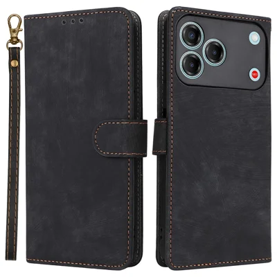 Til ZTE Blade V80 Pro 4G / V80 Vita Tasker Wallet med RFID-blokerende PU-læder telefonbeskyttelse med stander og stropløsning - Sort