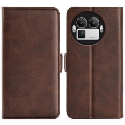 Cover per Realme GT 8 Pro 5G in Pelle con Texture di Vitello, Custodia Portafoglio - Marrone