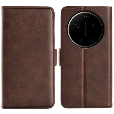 For Xiaomi 17 Ultra 5G Case Calf Texture Leather Wallet Phone Cover - Brown