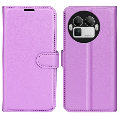 Coque Portefeuille Support pour Realme GT 8 Pro 5G, Housse en Cuir Antichoc Texture de Litchi - Violet