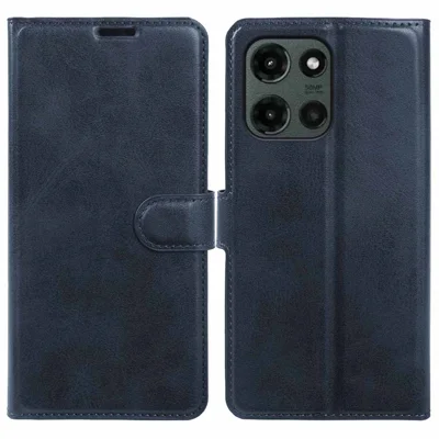 For Motorola Moto G 5G (2025) Case Stand Wallet Calf Texture PU Leather Flip Phone Cover - Blue