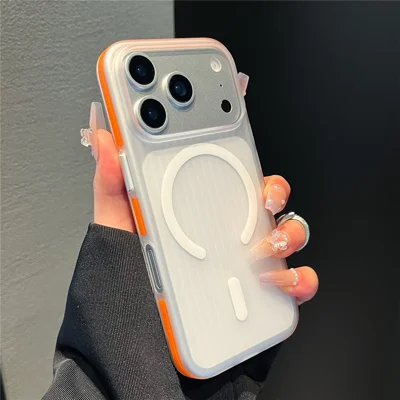 Für iPhone 17 Pro Max Magnetisches Handyhülle Matt-Textur Stoßfest Schutz-PC-Hülle - Orange