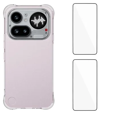 WANLONFENG For Nothing Phone (4a) Pro WL2 Series TPU Case 2.0mm Phone Cover with 2Pcs Tempered Glass Films - Transparent