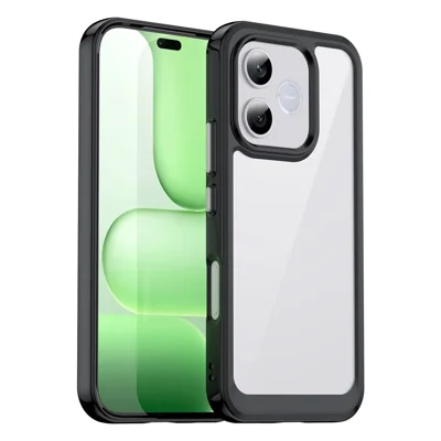 Capa de Telemóvel para Honor 600 Lite 5G, Capa Protetora Transparente em TPU + Acrílico - Preto