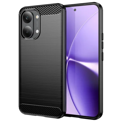 Folia TPU do Xiaomi Poco X8 Pro Max 5G / Redmi Turbo 5 Max 5G, Ochranna Obudowa z Teksturowaną Powierzchnią w Efekcie Węgla Szczotkowanego - Czarny