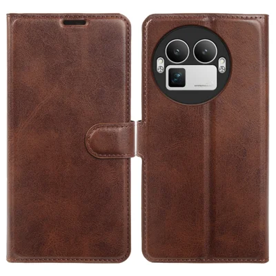 For Realme GT 8 Pro 5G Case Stand Wallet Calf Texture PU Leather Flip Phone Cover - Brown