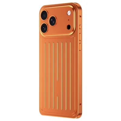 For iPhone 18 Pro Max / 17 Pro Max Case Seahorse Buckle Luggage Design Aluminum Alloy Phone Cover - Orange