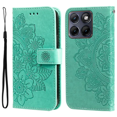Étui pour Motorola Edge 70 Fusion 5G, motif floral, en cuir synthétique PU, portefeuille avec support, housse pour téléphone - Vert