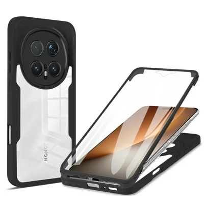 Capa para Telemóvel Honor Magic8 Pro 5G, Transparente em Acrílico + TPU com Filme de Ecrã PET - Preto