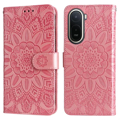 Cover per Xiaomi Redmi A7 Pro 4G con Stampa di Girasole, Custodia Portafoglio in Pelle - Rosa