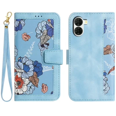 For ZTE nubia S2 Case PU Leather Floral Phone Cover with Card Slots - Baby Blue