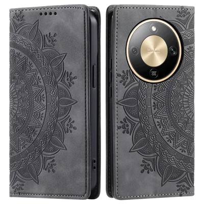 Cover per Honor Magic8 Lite 5G / X9d 5G / X70 5G, custodia magnetica in pelle con motivo stampato - Grigio