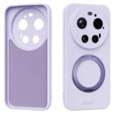 ABEEL For Xiaomi 17 Ultra 5G Magnetic Case Kickstand Skin Touch Liquid Silicone Phone Cover - Purple