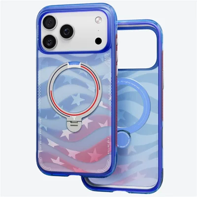 TORRAS Ostand Q3 Air for iPhone 17 Pro Max Magnetic Case 360° Rotating Kickstand Shockproof Cover, Football Team Limited Edition - US Starlight