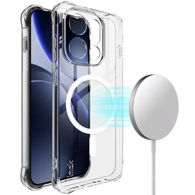 IMAK لجهاز Oppo Find X9 5G غطاء مغناطيسي واقي بتصميم وسادة هوائية من مادة TPU - شفاف