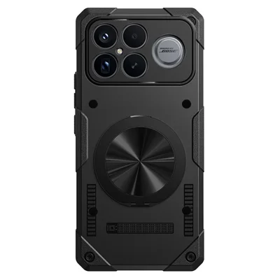 For Xiaomi Poco F8 Ultra / Redmi K90 Pro Max 5G Magnetic Case 360° Rotating Ring Kickstand TPU Phone Cover - Black