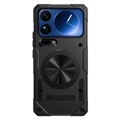 Magnetisches Case für Xiaomi 17 Pro, 360° drehbarer Ringständer, TPU-Handyhülle – Schwarz