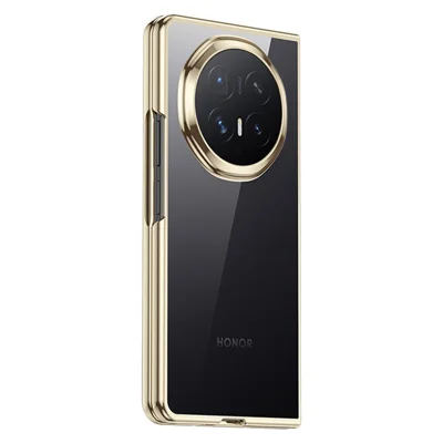 Funda para Honor Magic V6 5G, Funda Ultrafina Transparente con Marco Electrolaminado, Protector de PC para Teléfono Plegable - Dorado