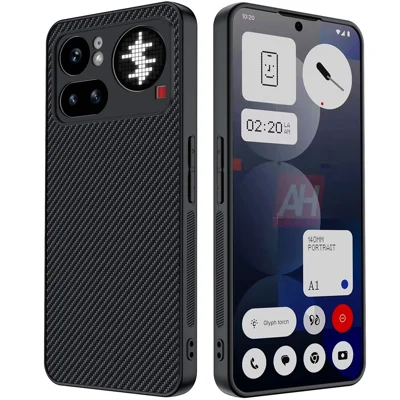 For Nothing Phone (4a) Pro Case Carbon Fiber Texture Leather + PC Anti-Drop Folding Phone Cover - Black