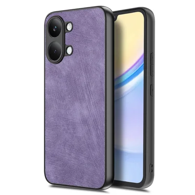 Obudowa na Xiaomi Redmi Turbo 5 Max 5G / Xiaomi Poco X8 Pro Max 5G, odporna na wstrząsy, cienka, z retro skóry, tylna pokrywa telefonu - fioletowa