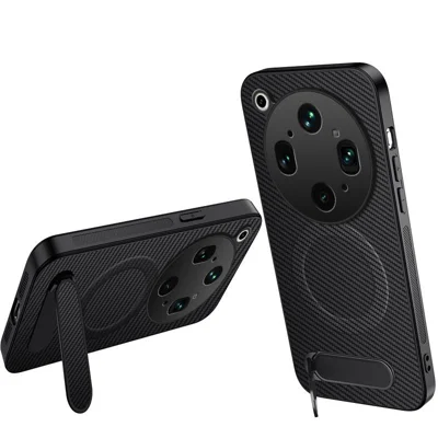 Dla Oppo Find X9 Ultra 5G WANLONFENG QT Seria Obudowa Magnetyczna z Podpórką, Tekstura Węglowej Warstwy PC TPU, Czarny