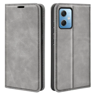 Capa de Telemóvel com Toque Suave para Xiaomi Redmi Note 12 5G (Global) / (Índia) / (China) / Poco X5 5G, Capa Carteira com Fecho Magnético Automático, Suporte em Couro PU, Cinzento