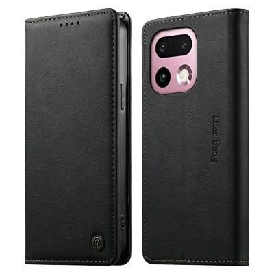 DIERFENG DF-019 til Realme 16 Pro+ 5G Læder Wallet Case Kortoplæg RFID-blokerende Magnetisk Flip Cover - Sort