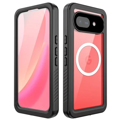 REDPEPPER FS Series Für Google Pixel 10a IPX8 Wasserdichtes Gehäuse PC TPU PET Klar Magnetische Handyhülle - Schwarz