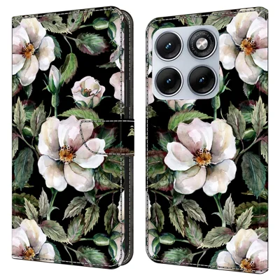 Coque portefeuille pour Motorola Edge 70 Fusion 5G, support pliable, motif imprimé, cuir PU, housse rabattable - Grande fleur
